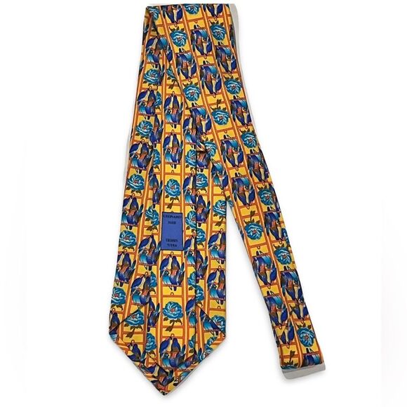 Leonard Paris Parrots and Flowers Silk Tie | Colorful Men’s Necktie - Picture 2 of 6
